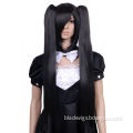 Black Long Straight Cosplay wig + 2 Clip On Ponytail CW77